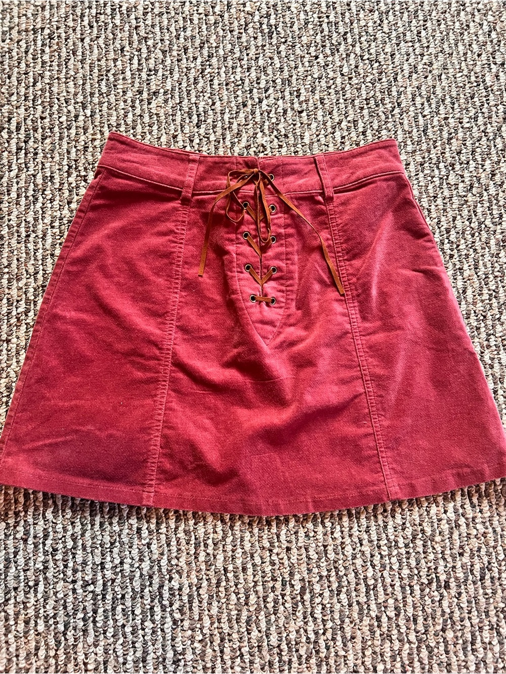 Forever 21 Red Lace-Up A-Line Skirt